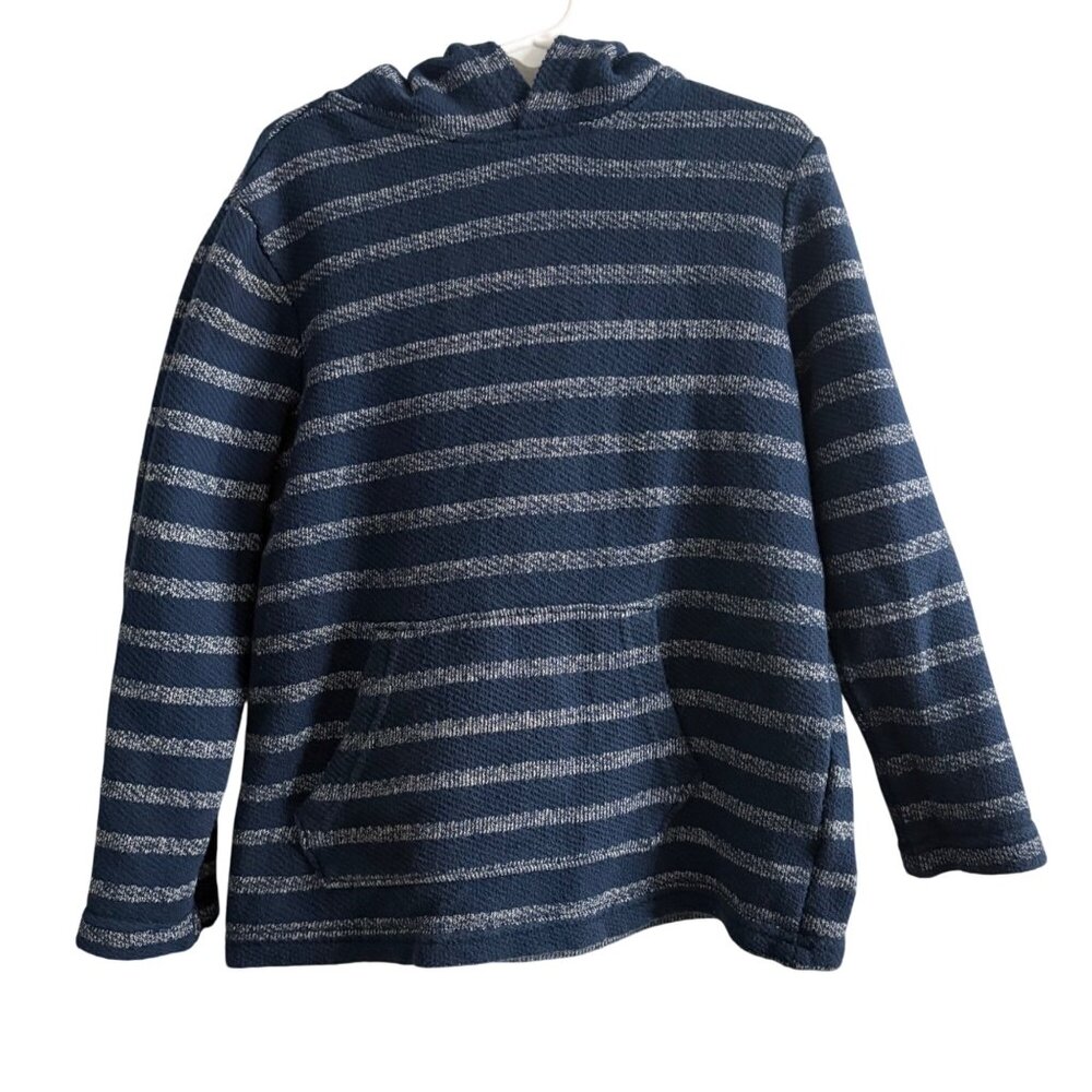 Boys Hooded Old Navy Striped Pullover Sweater Navy & Gray Size S (6-7)